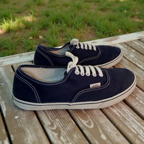 Vans Off the Wall Womens Dark Blue Canvas Lace Up Sneakers - Size 8.5 - Picture 1 of 8